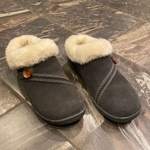 Clarks  Rebecca Suede Faux Fur Indoor Outdoor Slipper